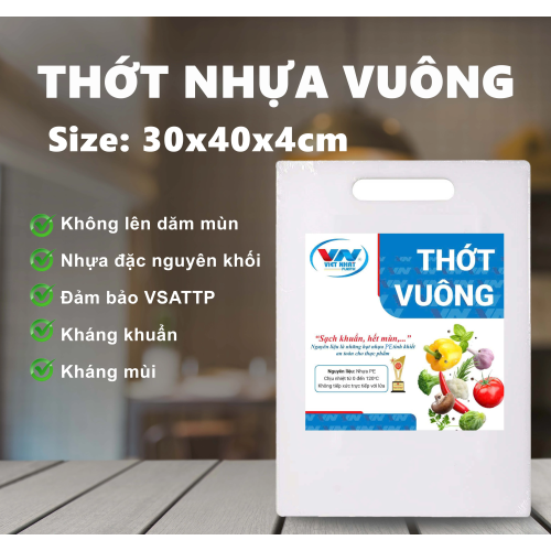 Thớt nhựa vuông gia dụng dày 4cm
