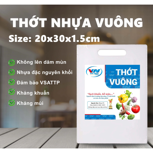 Thớt nhựa vuông gia dụng dày 1.5cm
