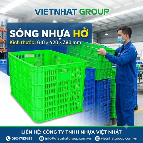 Sóng nhựa hở 610 × 420 × 390 mm