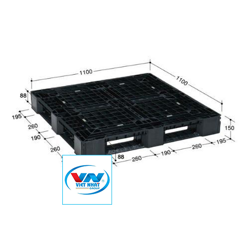 Pallet nhựa đen VN03-PL 1100 × 1100 × 150 mm