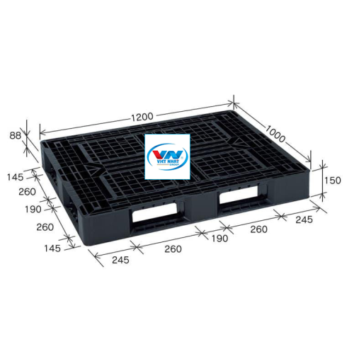 Pallet nhựa đen VN04-PL 1000 × 1200 × 150 mm
