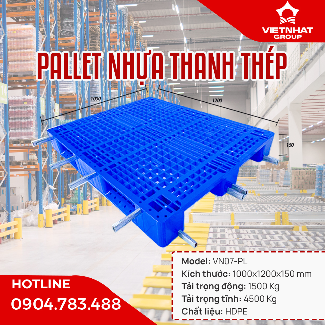 Gia công pallet nhựa thanh thép chuyên dùng cho các doanh nghiệp kê hàng trên giá kệ